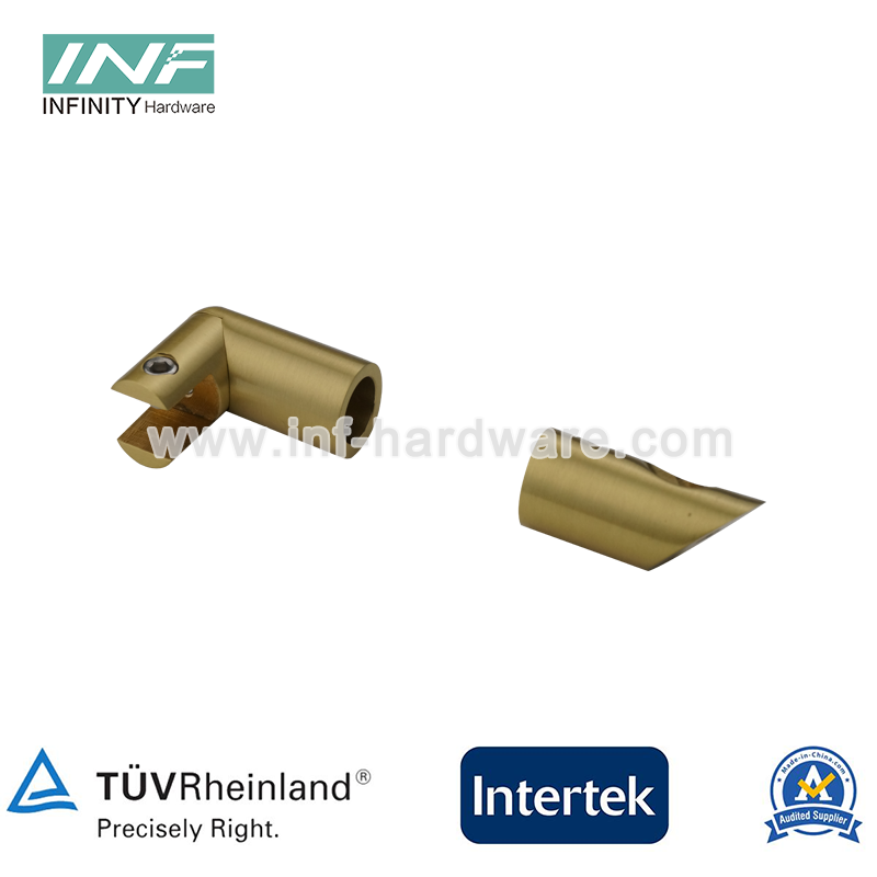 Stainless Steel Tube To Glass 90° Connector for Glass Fixed Panel with Adjustable Function Antique Brass Finished