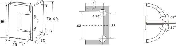 Bathroom Glass Door Hinge