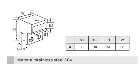 Stainless Steel 10*30mm Rectangle Tube to Fixed Glass Panel Connector for Glass Fitting with Adjustable Function