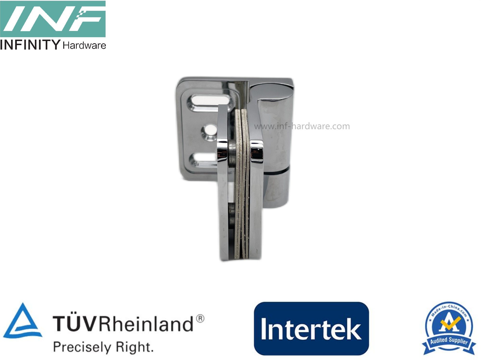 Glass To Wall Pivot Glass Door Shower Hinge 180° Open/Close And Selfclosing Function with Wall Mounted Plate And Cover Plate Invisible Screw Style