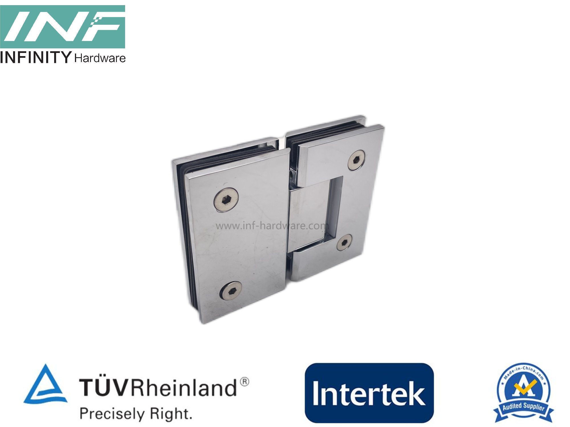 Glass to Glass Straight Corner 180° Glass Door Shower Hinge with 85° & 90° Pin Adjustable Function Chrome Finished