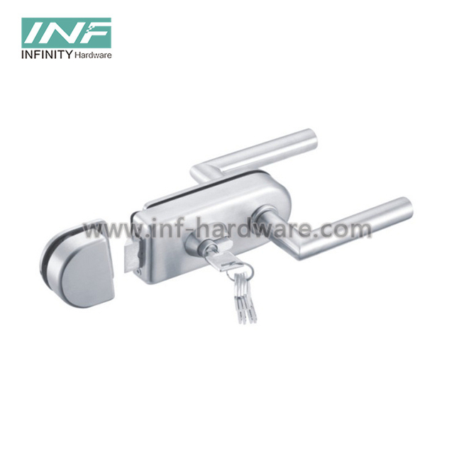 Stainless Steel Glass Door Hardware Glass Fittings Office Single Door Lock with Fix Handle